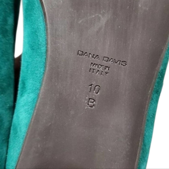 Ballet Flats Emerald‎ Green Block Heel Suede Leather Cap Toe Slip On Shoes - Picture 6 of 7